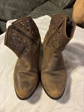 White Mountain Brown Studded Suede Ankle Booties